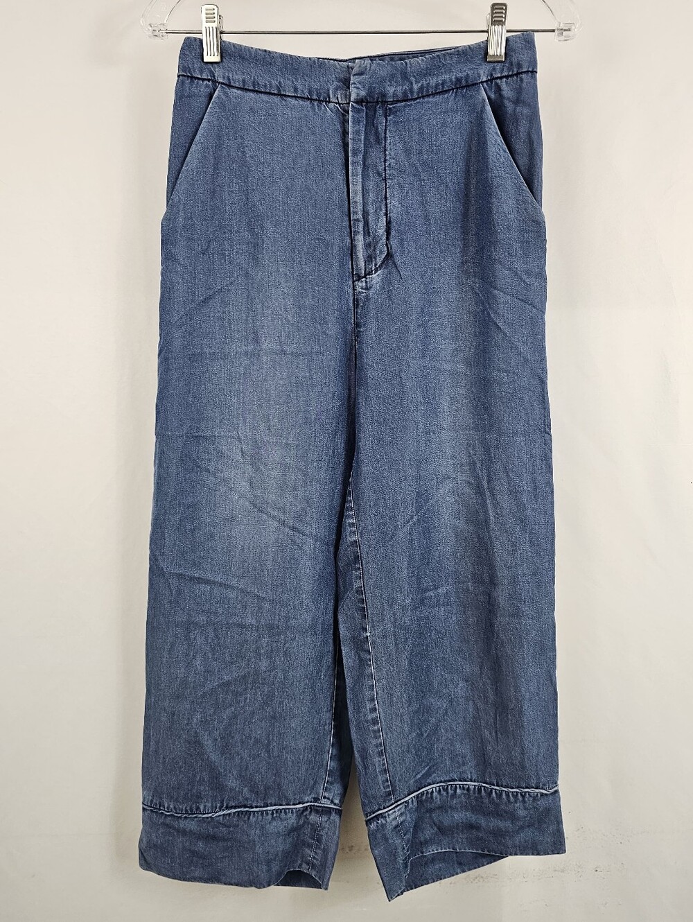 Renata Lozano Colombia Wide Leg Cropped Denim Trousers, Sz 4